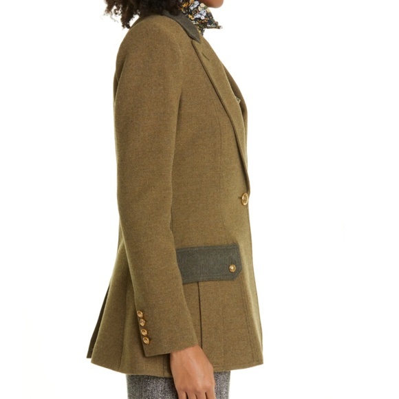 NWT $895 Smythe Cargo Pocket Longline Wool Blend Blazer in Tonal Army - size 4 - Picture 3 of 6